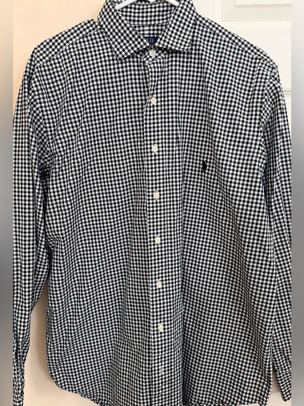 Polo by Ralph Lauren Black & White Gingham Button-Down Shirt Size LT